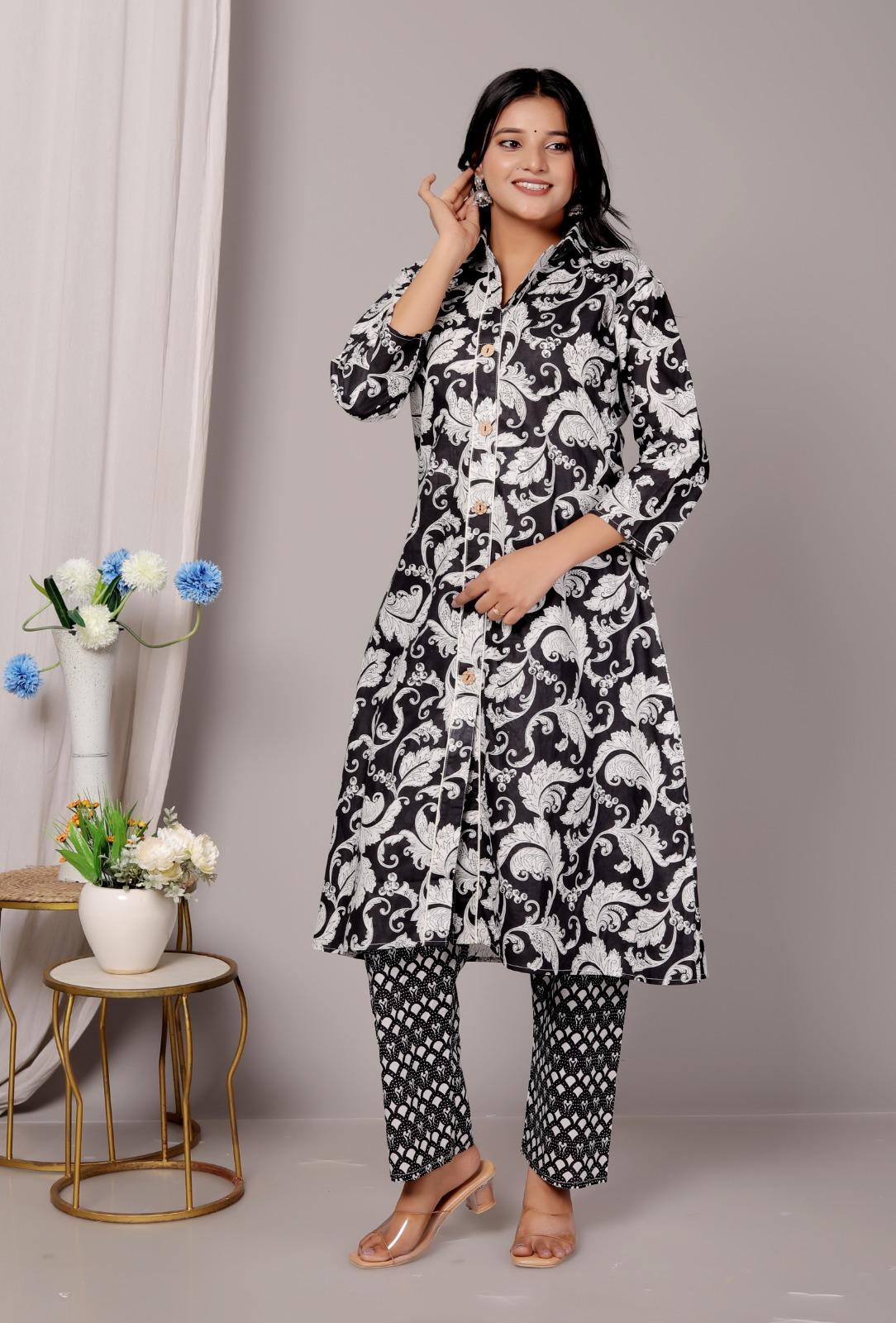 Rayon black Kurti Pant Set