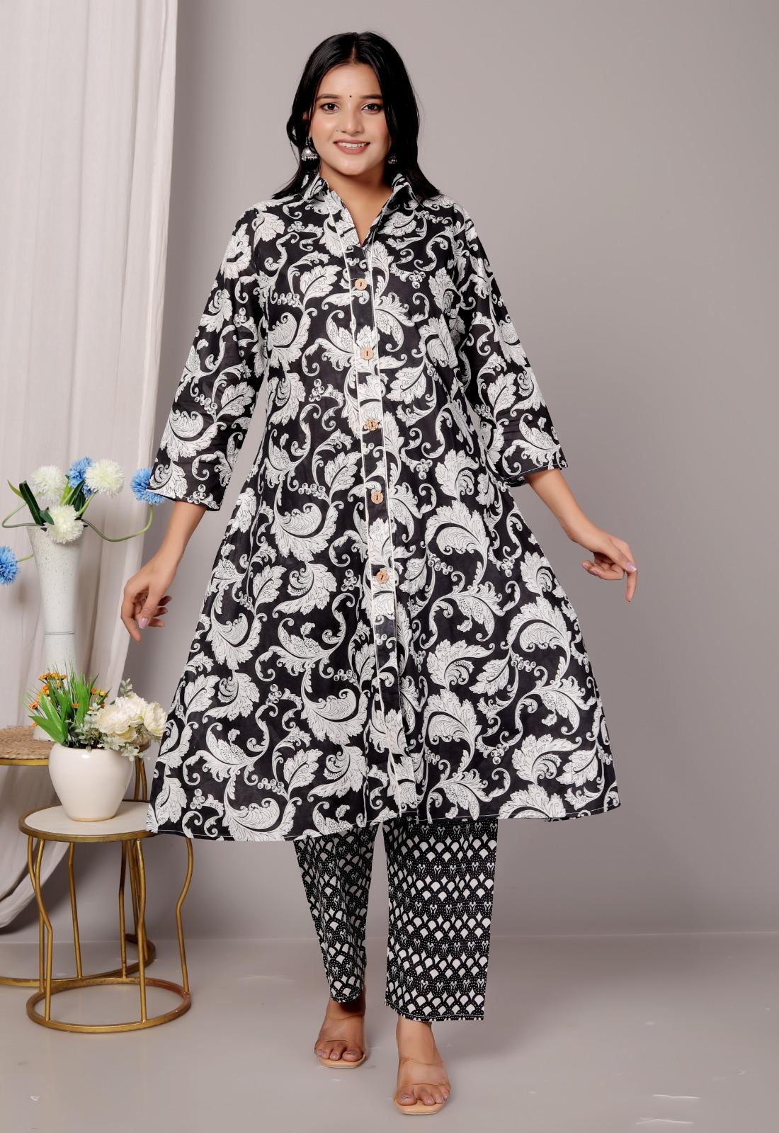 Rayon black Kurti Pant Set