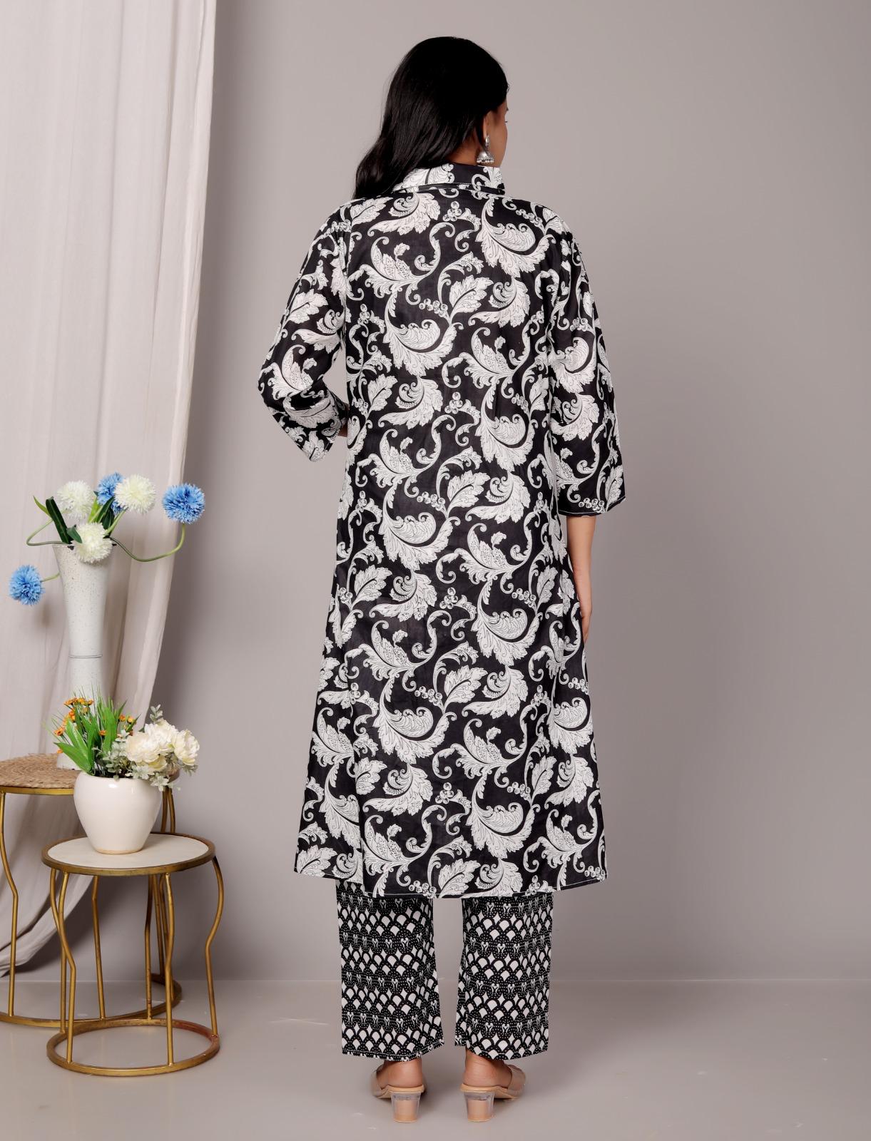 Rayon black Kurti Pant Set
