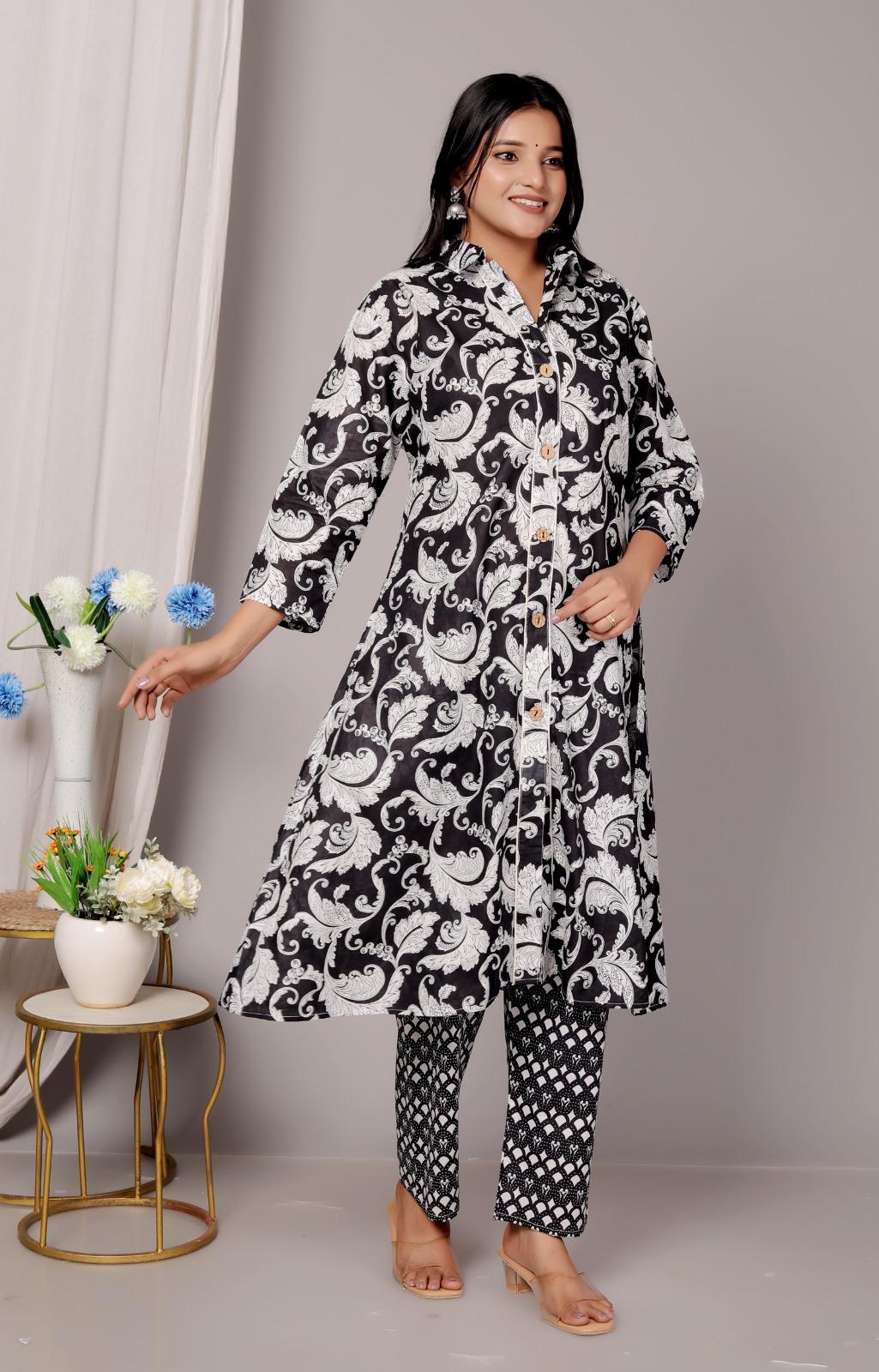 Rayon black Kurti Pant Set