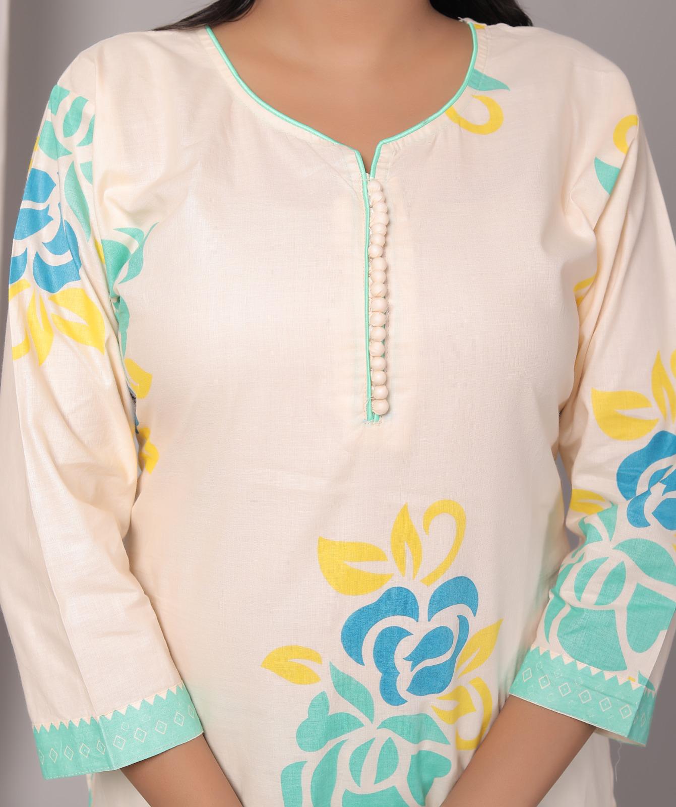 Meera Mint Geen Cotton Kurta Pant with Dupatta